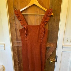 Urban outfitters Orange corduroy romper Medium